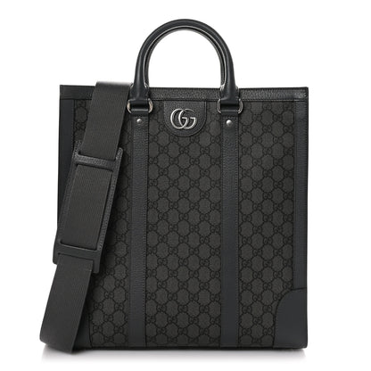 Gucci GG Supreme Monogram Textured Dollar Calfskin Medium Ophidia Tote Grey Black Graphite Grey 1 of 11