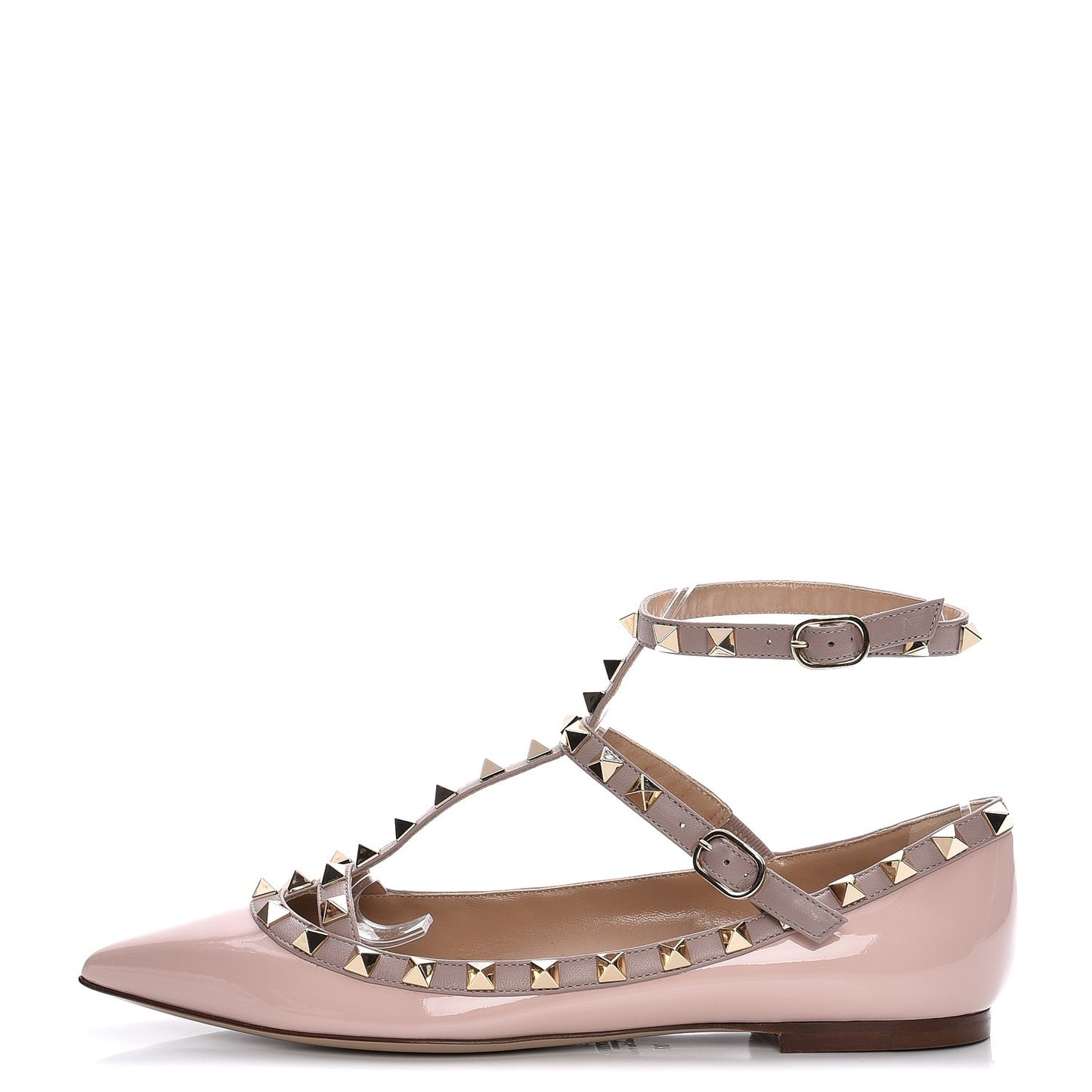 Patent Rockstud Cage Ballerina Flats 37 Water Rose Poudre