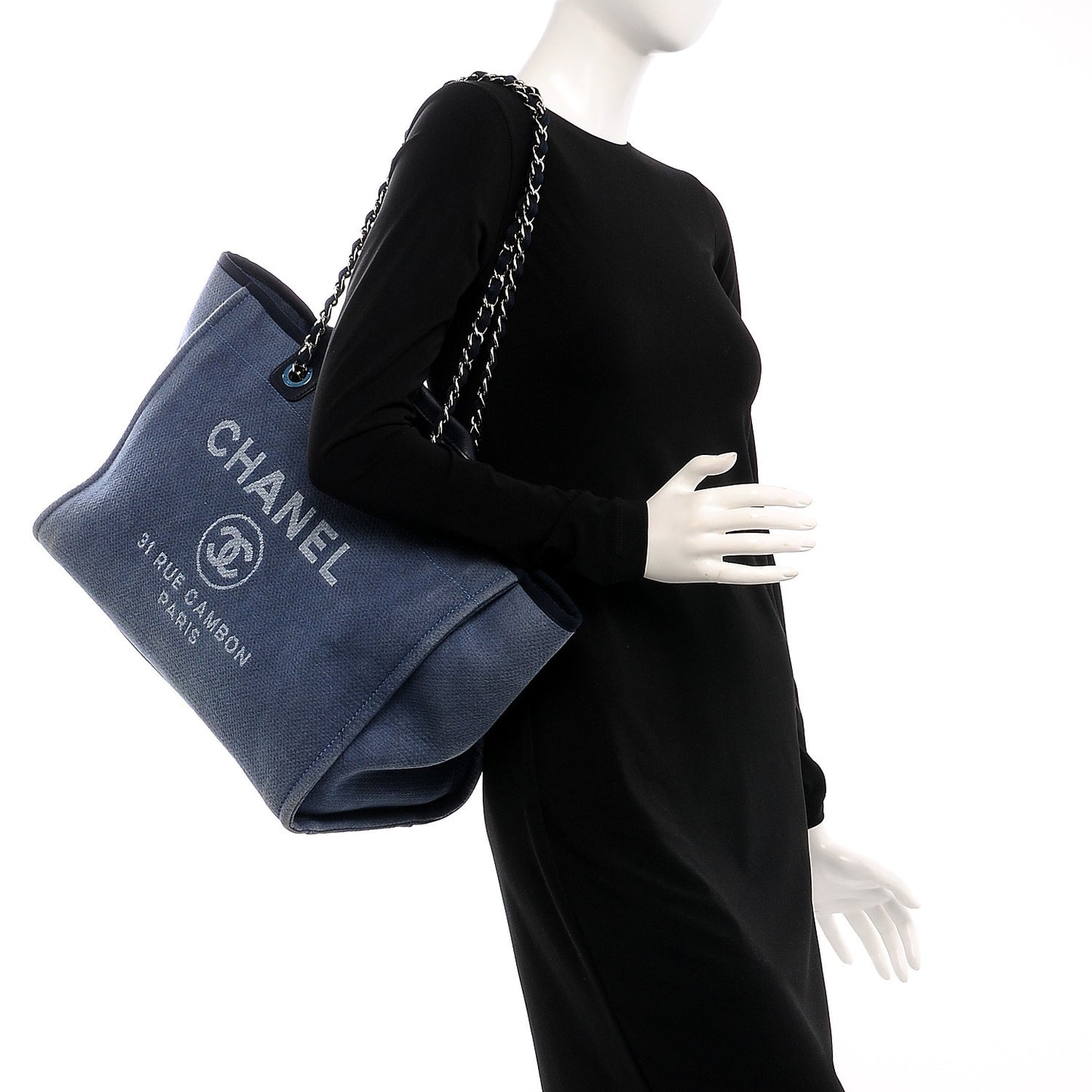 Canvas Large Deauville Tote Denim Blue