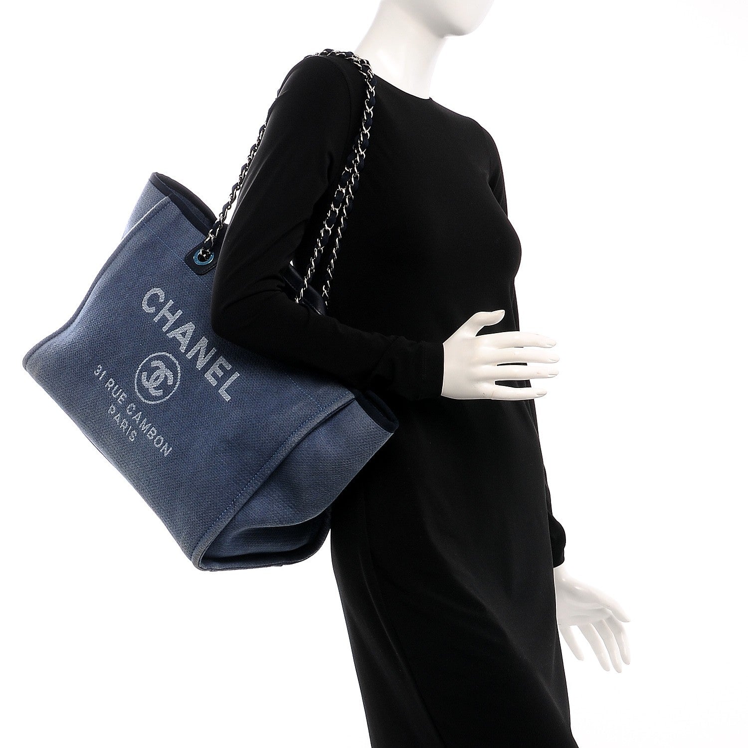 Chanel Canvas Large Deauville Tote Denim Blue 2 of 12