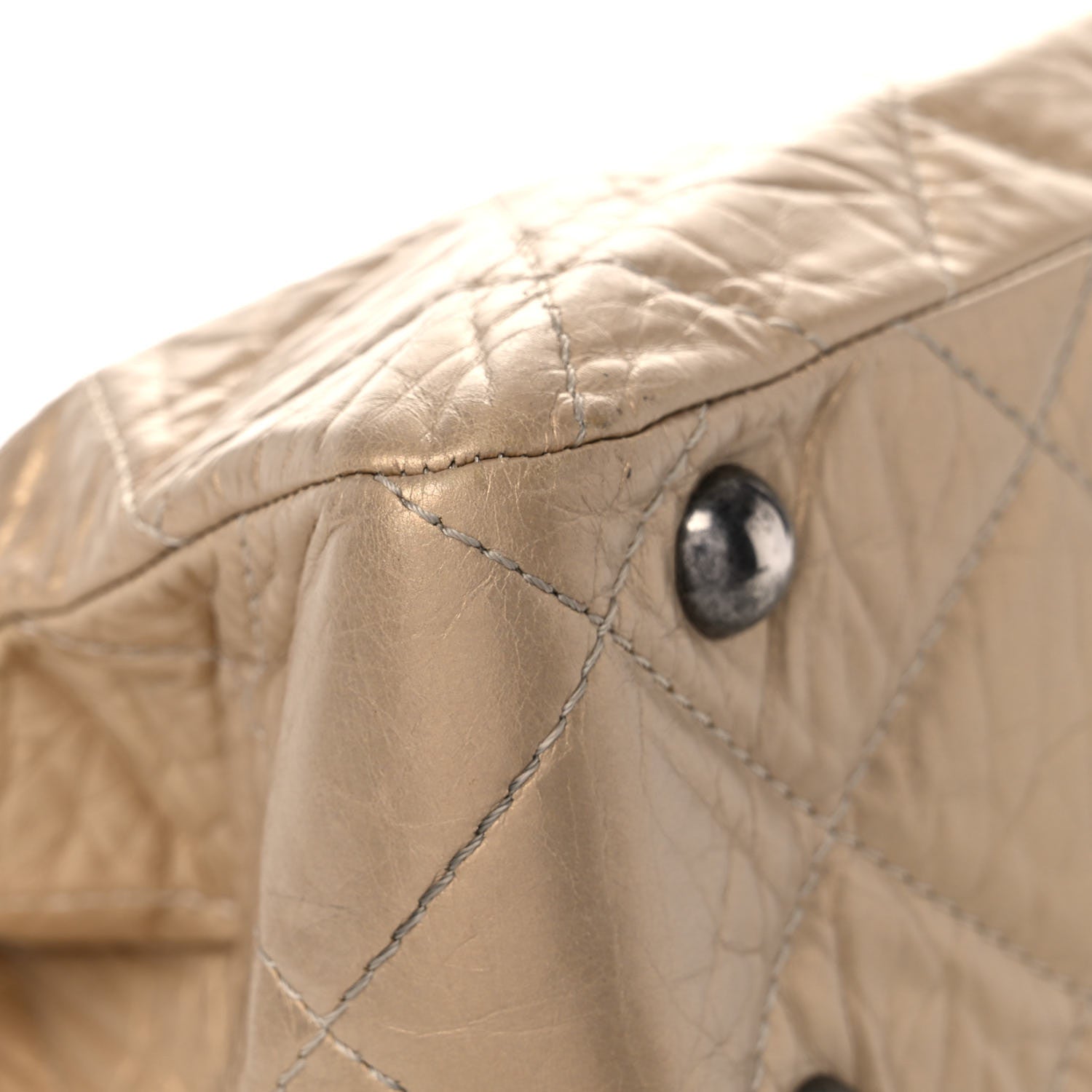 Chanel Metallic Aged Calfskin Quilted Reissue 2.55 Tote Light Gold 10 of 16