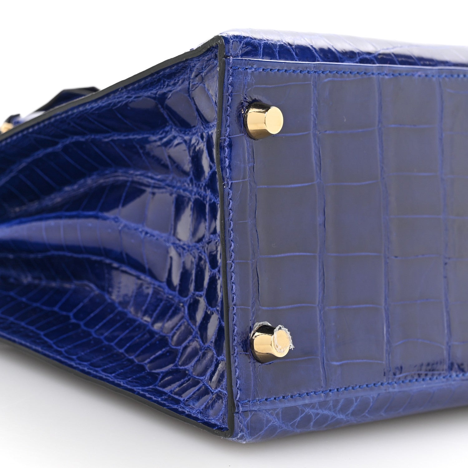 Hermes Shiny Niloticus Crocodile Kelly Sellier 28 Bleu Electrique 8 of 10