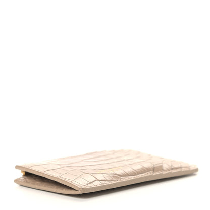 Saint Laurent Calfskin Crocodile Embossed 5 Fragments Zip Pouch Card Holder Dark Beige 4 of 7