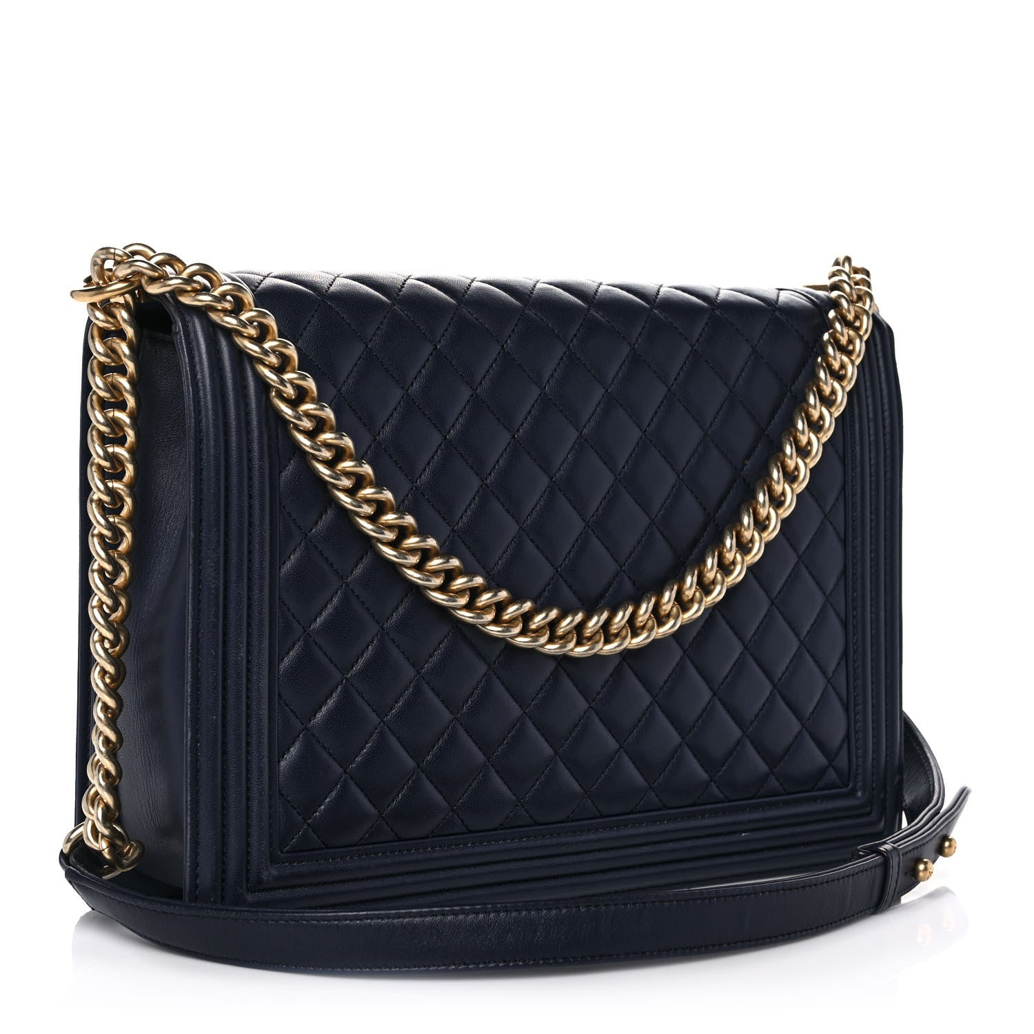 Chanel Lambskin Quilted Large Boy Flap Navy 3 of 10