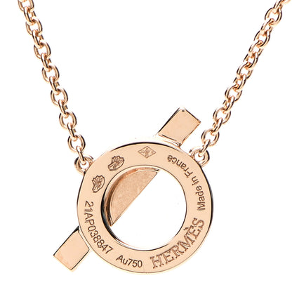 Hermes 18K Rose Gold Diamond Finesse Pendant Necklace 4 of 5