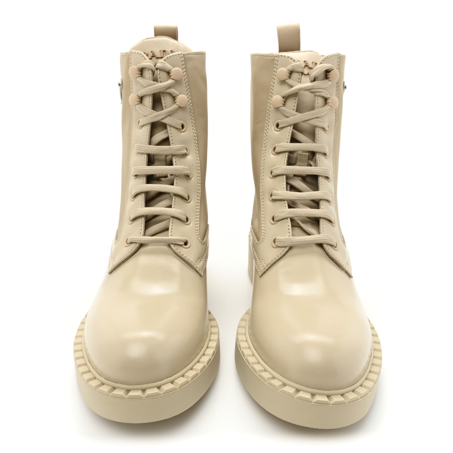 Prada Spazzolato Re-Nylon Metal Triangle Logo Womens 50mm Combat Boots 39.5 Deserto 2 of 8