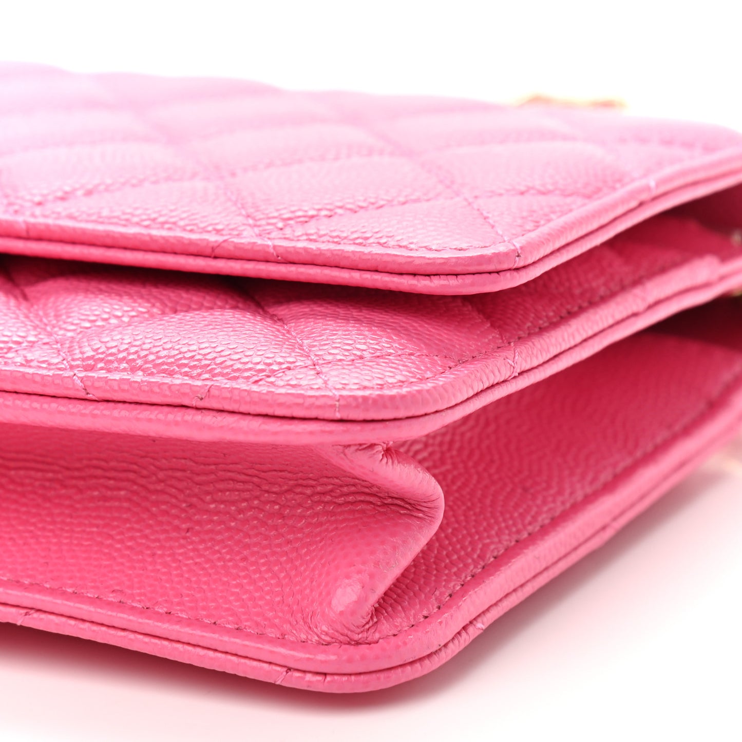 Caviar Quilted Wallet on Chain WOC Pink