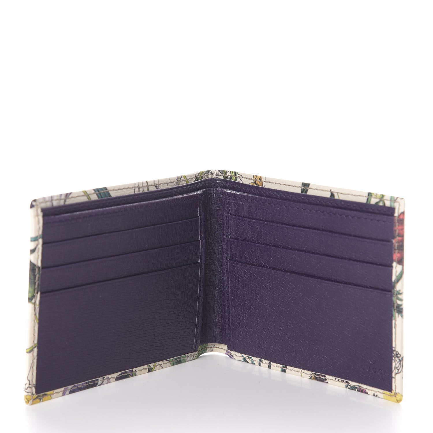 Gucci Calfskin Flora Infinity Bi-Fold Wallet White Multicolor 5 of 6