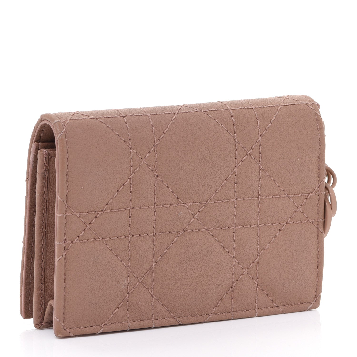 Christian Dior Ultra Matte Calfskin Cannage Small Lady Dior Flap Card Holder Beige 3 of 11