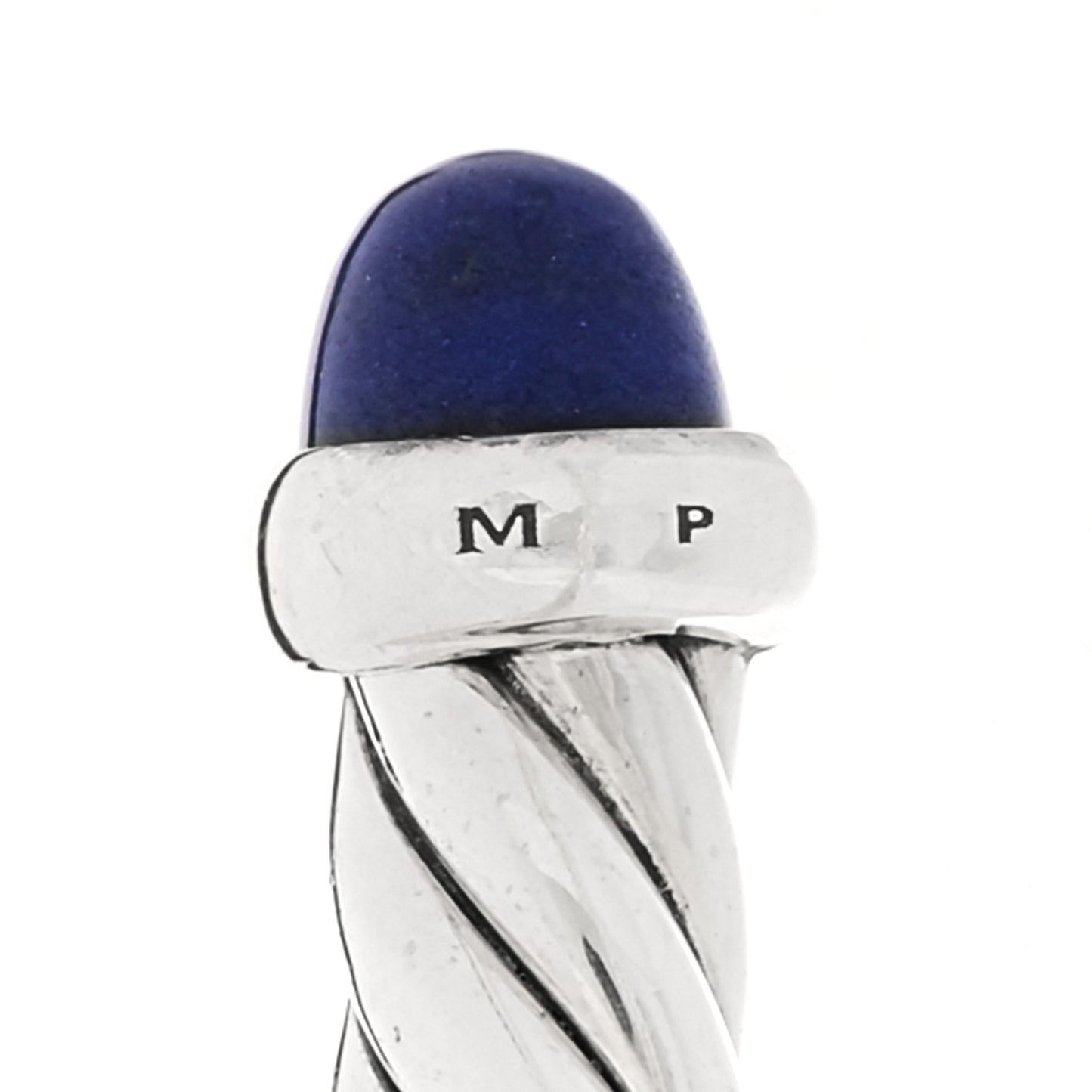 Sterling Silver 14K Yellow Gold Lapis Lazuli 4mm Cable Flex Bracelet