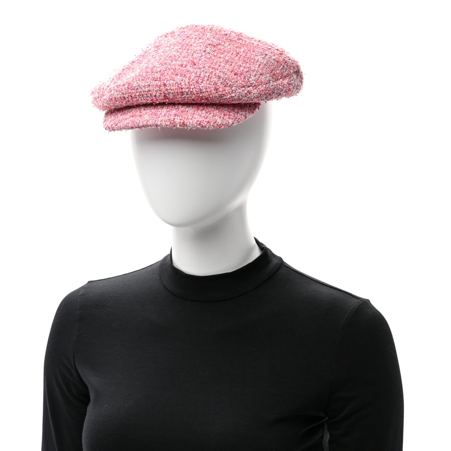 Cotton Tweed Newsboy Hat M Pink Ecru