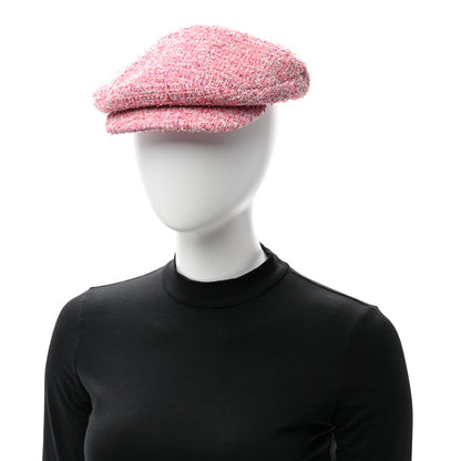 Chanel Cotton Tweed Newsboy Hat M Pink Ecru 2 of 9