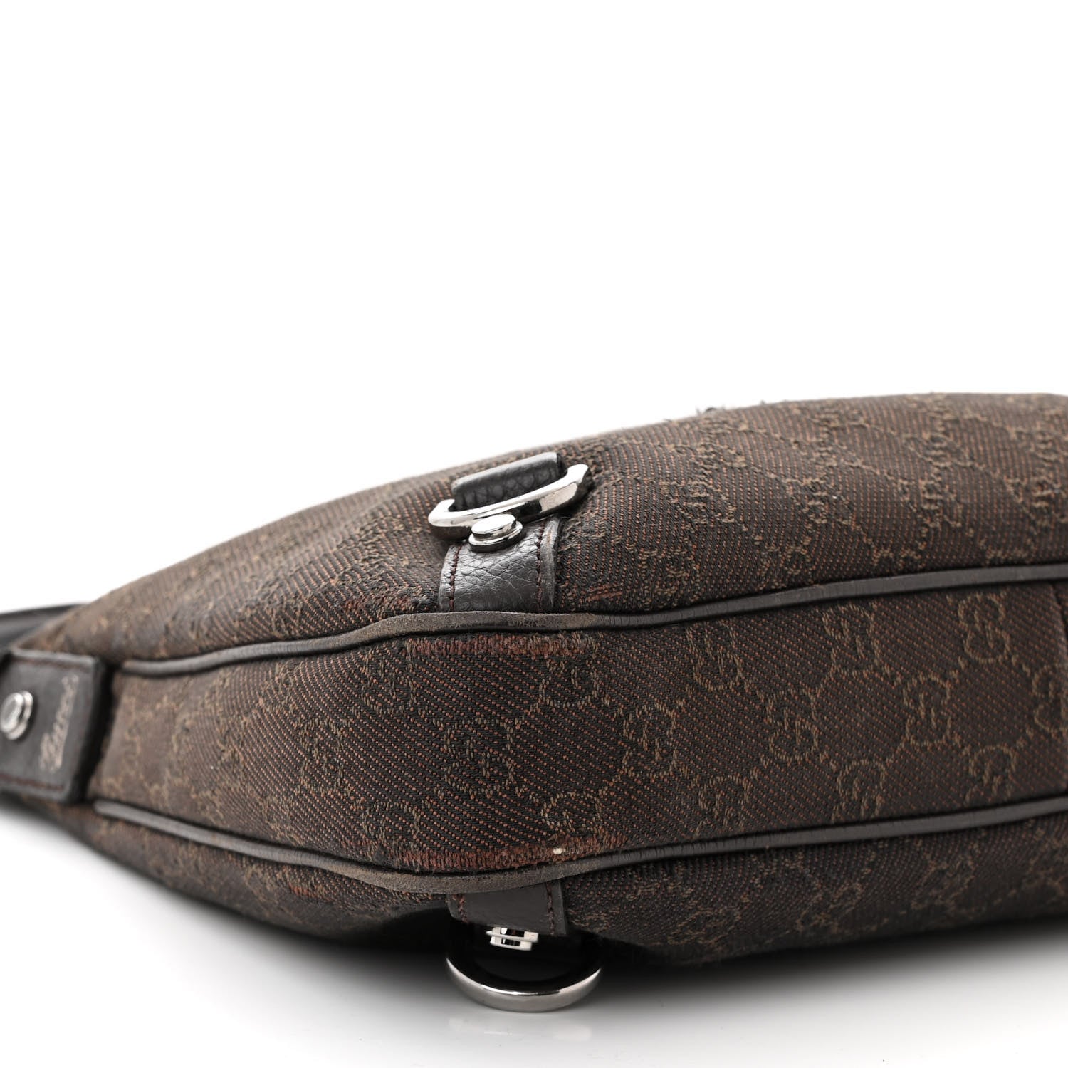 Gucci Denim Monogram Abbey D Ring Hobo Brown 9 of 13