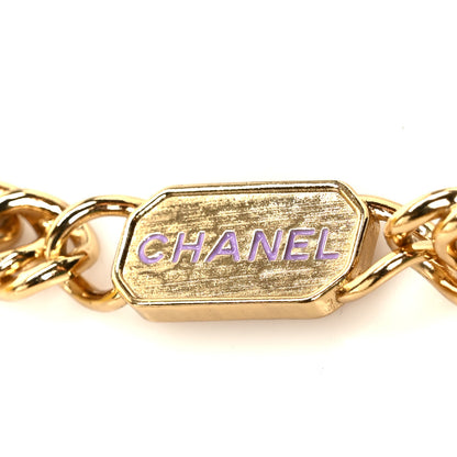 Chanel Lambskin Quilted Enamel Logo Flap Card Holder On Chain Yellow 15 of 15