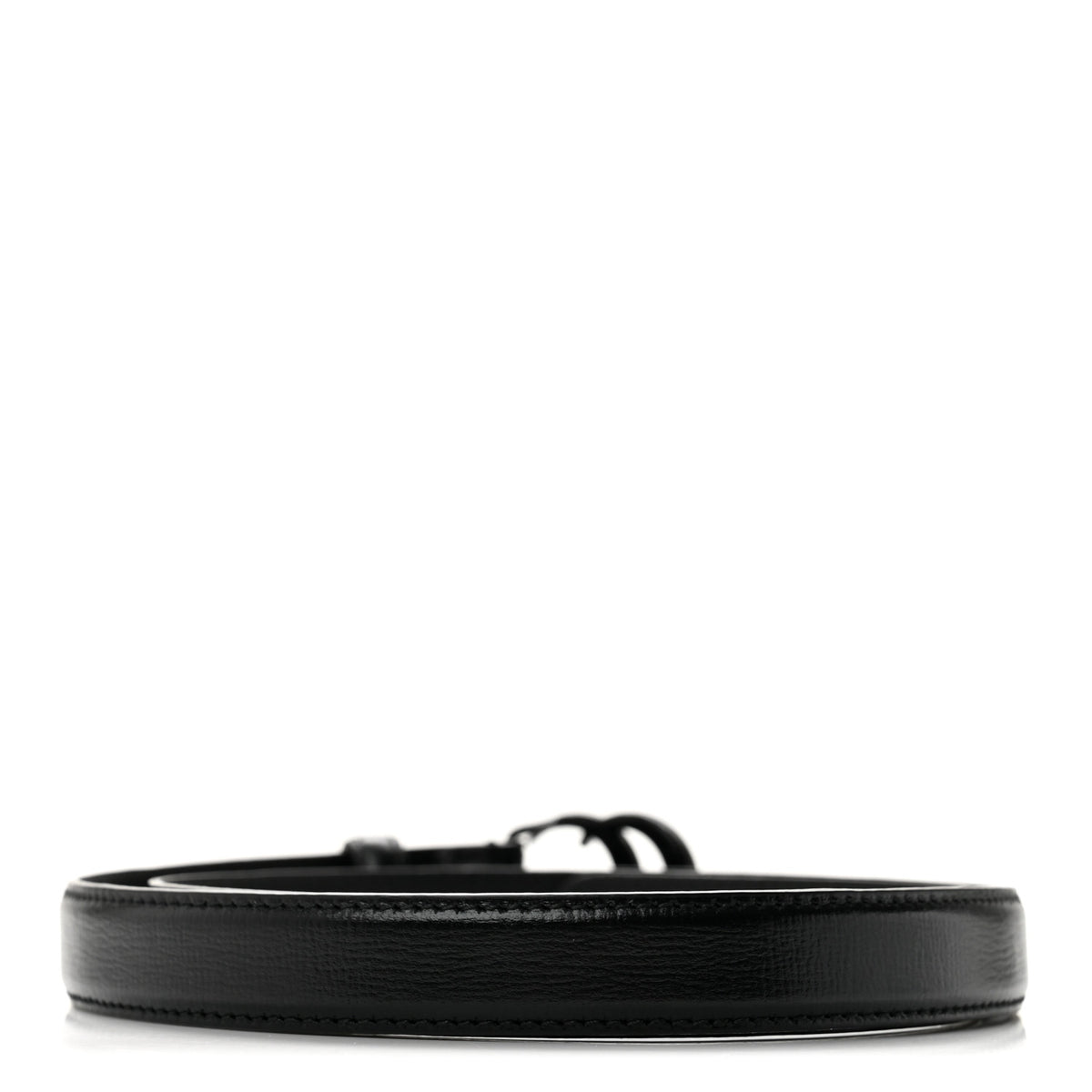 Azalea Calfskin Enamel Monochrome Double G 20mm Belt 80 32 Black