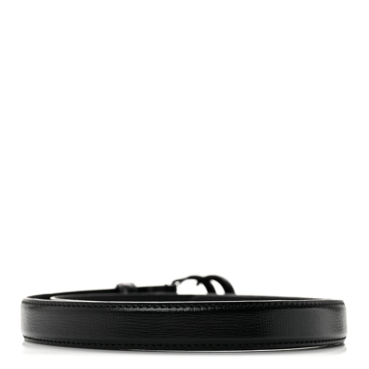 Gucci Azalea Calfskin Enamel Monochrome Double G 20mm Belt 80 32 Black 2 of 7