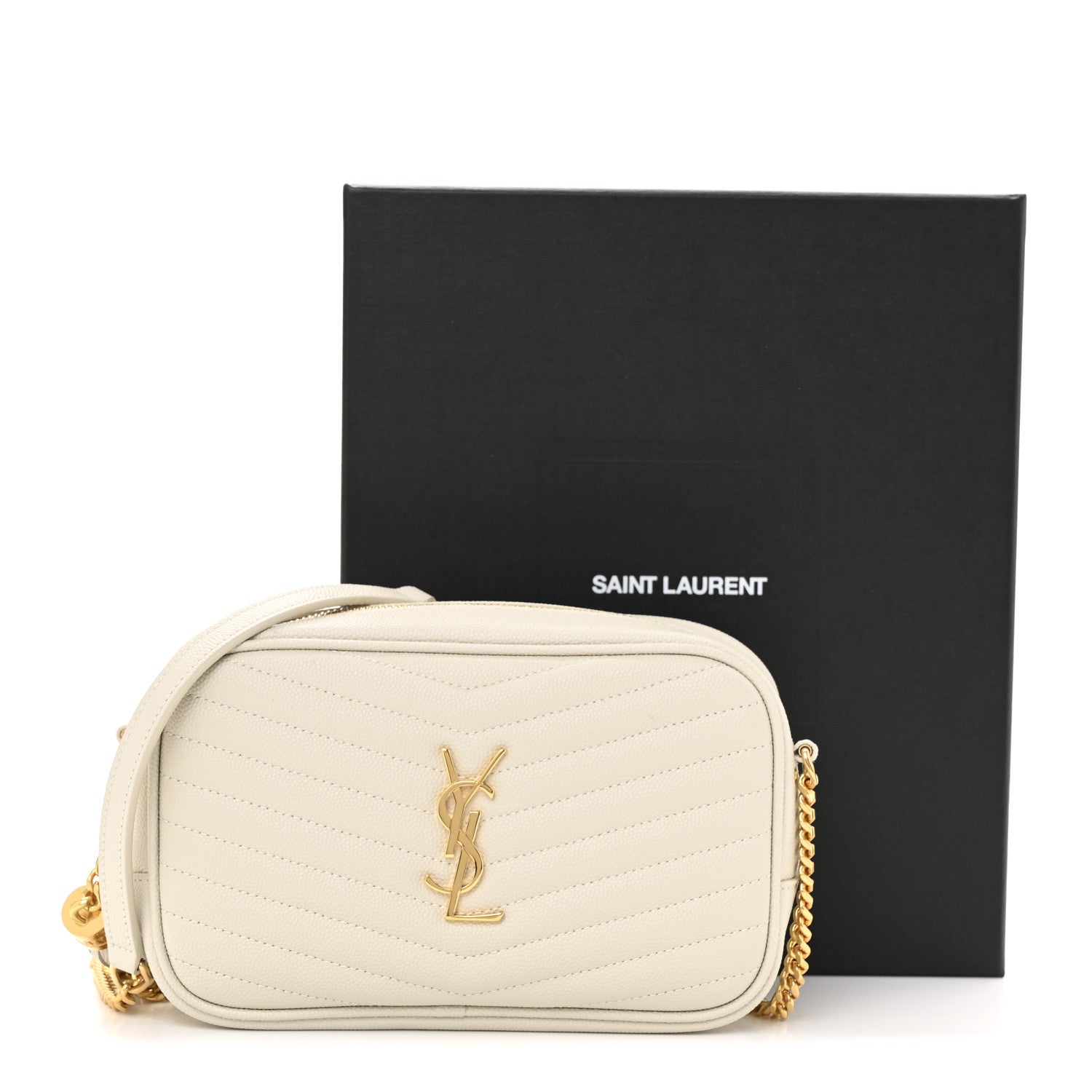 Saint Laurent Grain De Poudre Matelasse Monogram Mini Lou Camera Bag Crema Soft 25 of 25