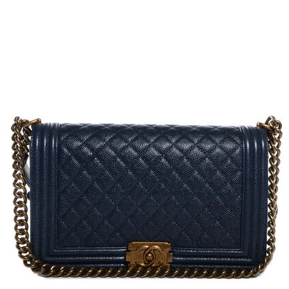 Chanel Caviar Quilted Medium Boy Flap Navy 1 of 9