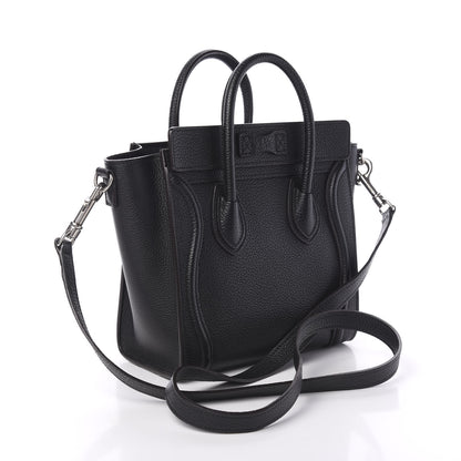 Celine Drummed Calfskin Nano Luggage Black 2 of 9