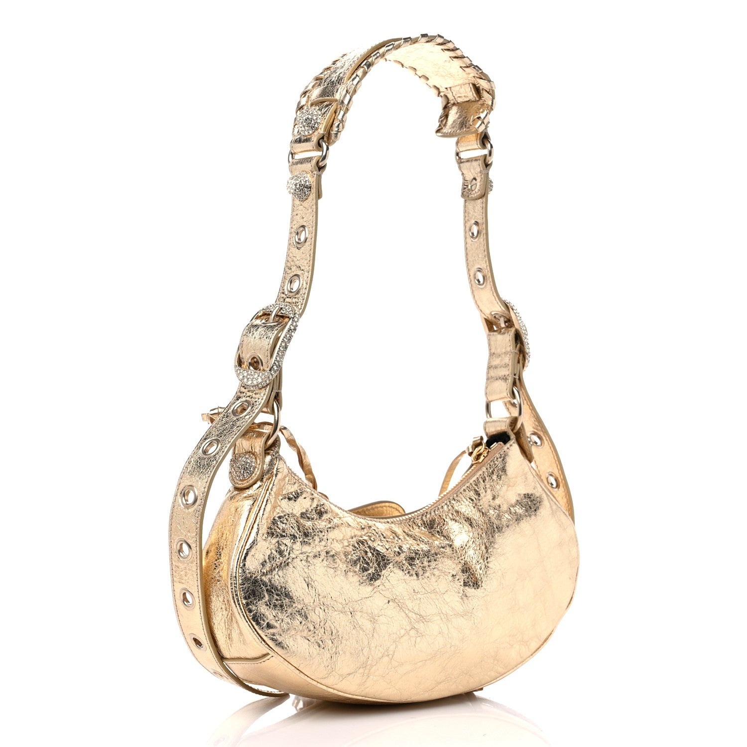 Balenciaga Metallic Agneau Arena Crystal Le Cagole Shoulder Bag XS Light Gold 4 of 10