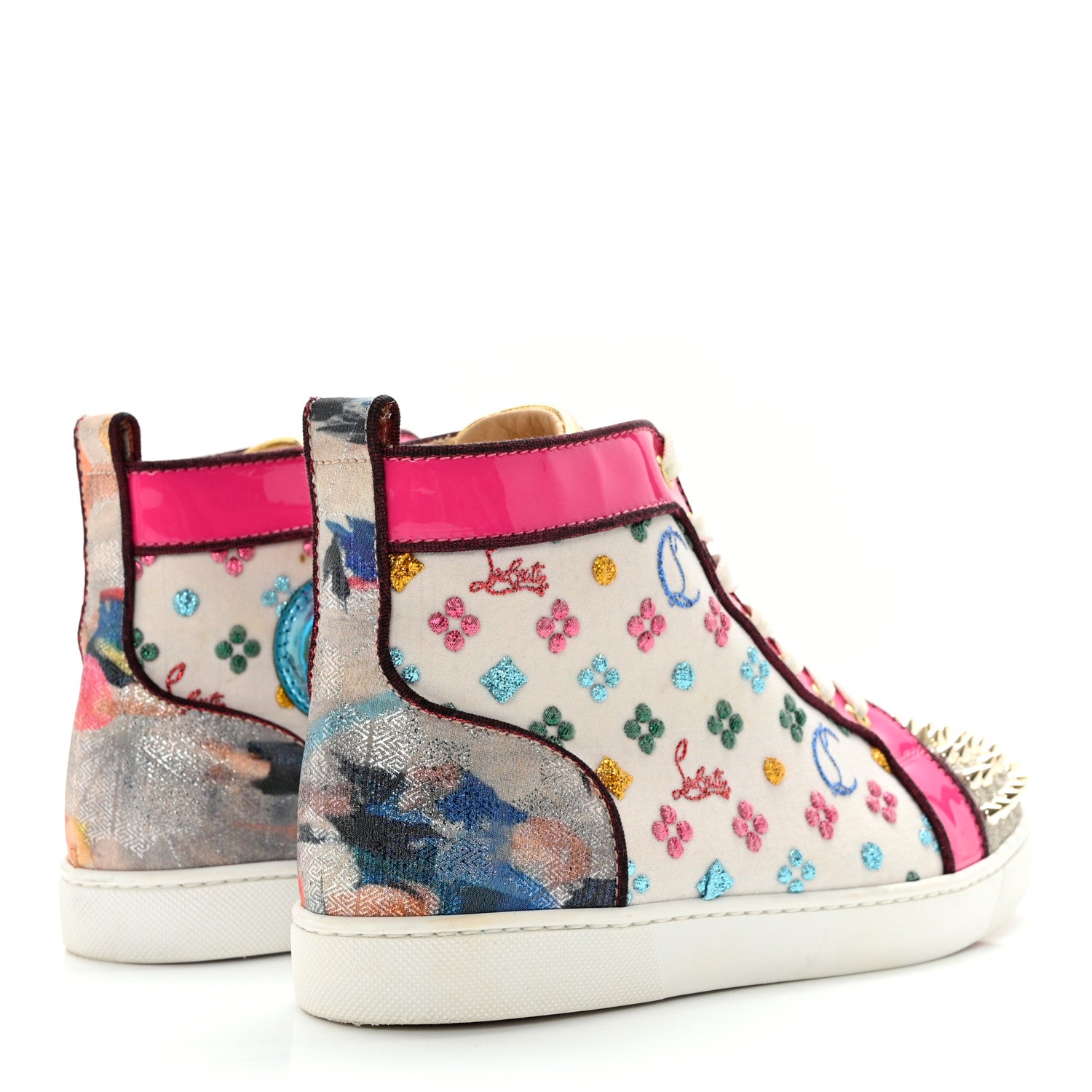 Christian Louboutin Calfskin Louis Spikes Flat Sneakers 38 Multicolor 4 of 16