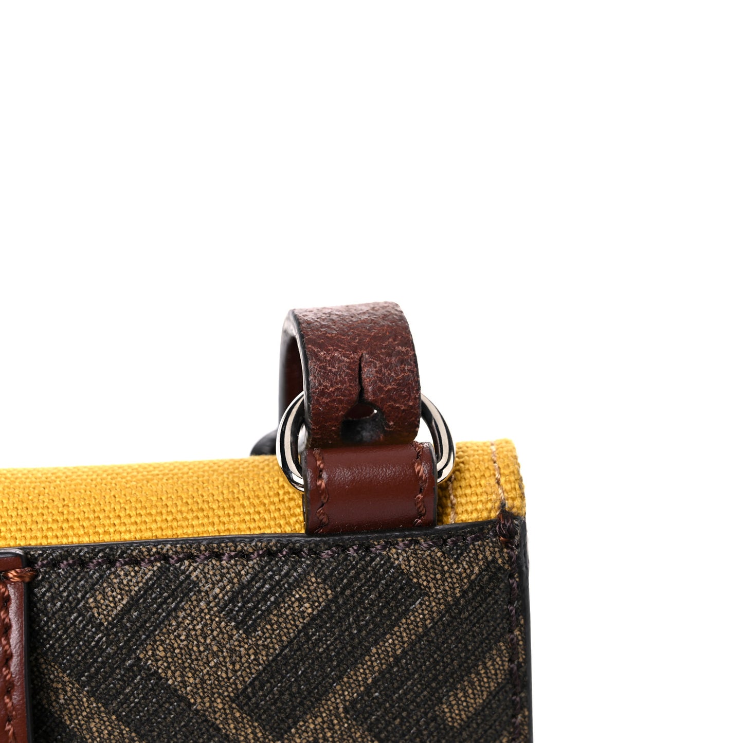 Glazed Fabric Cotton Vitello King Aura FF 1974 Baguette Belt Pouch Tobacco Moro Mimosa Gianda
