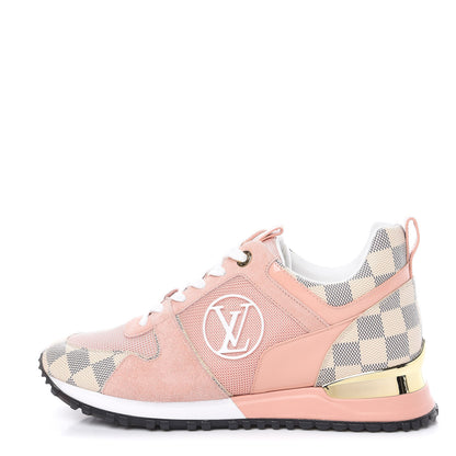 Louis Vuitton Suede Damier Azur Run Away Sneakers 39 Pink 1 of 8