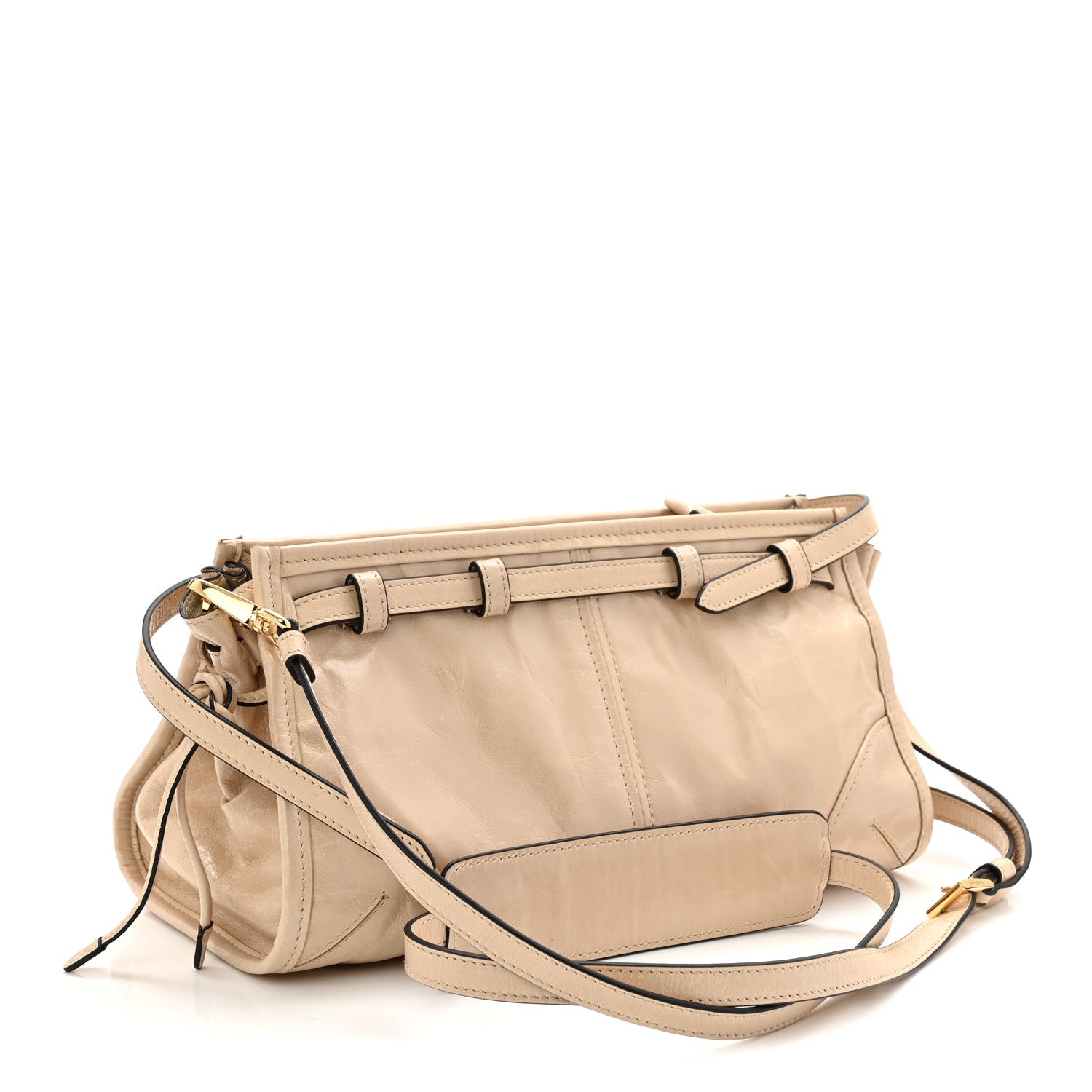 Prada Glossy Calfskin Triangle Small Bonnie Shoulder Bag