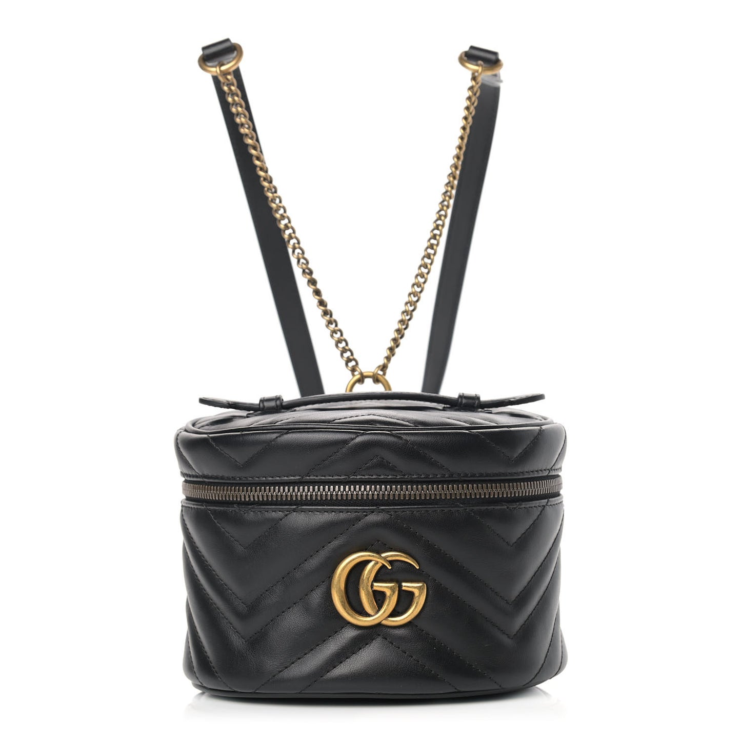 Calfskin Matelasse Mini GG Marmont Round Backpack Black