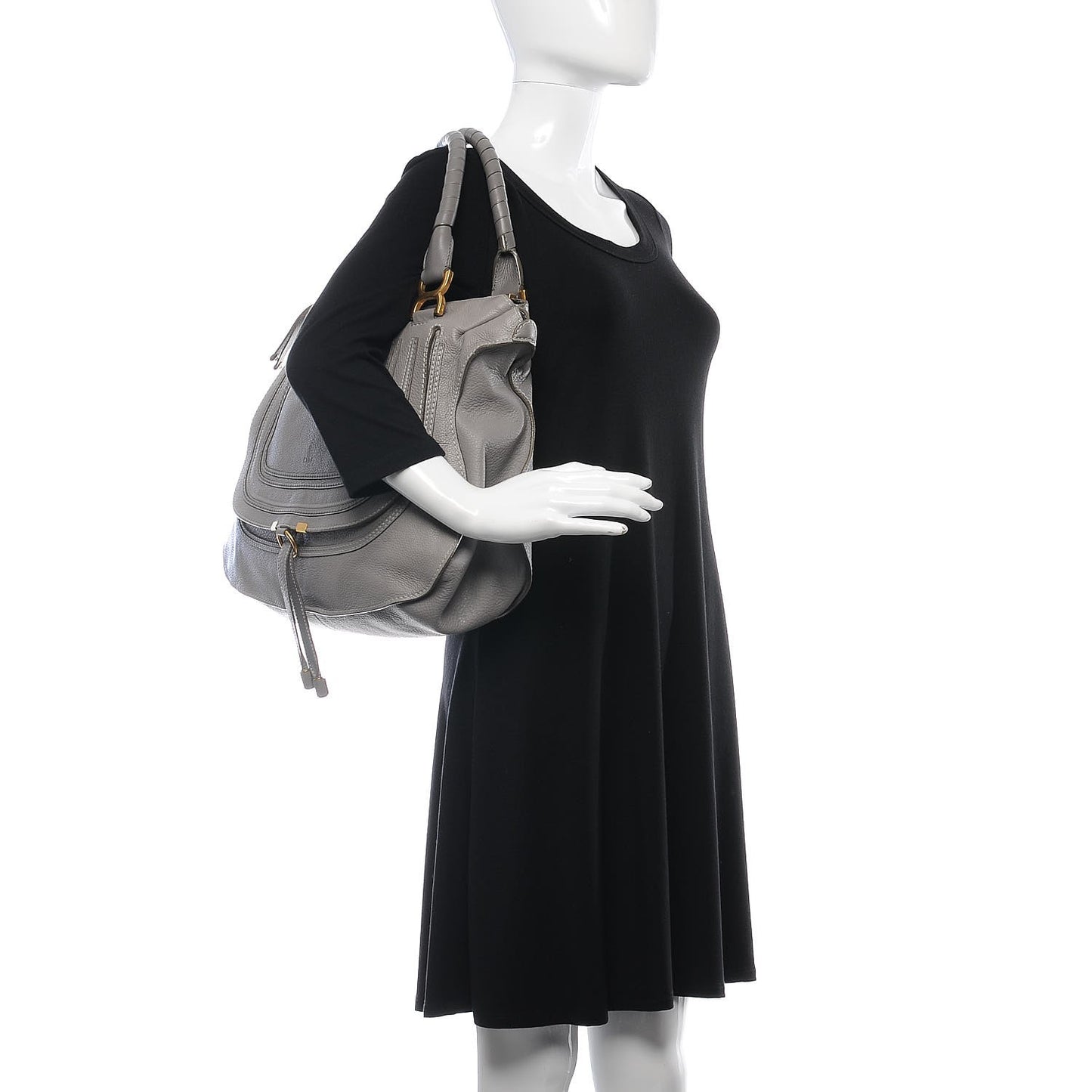 Calfskin Large Marcie Satchel Cashmere Grey