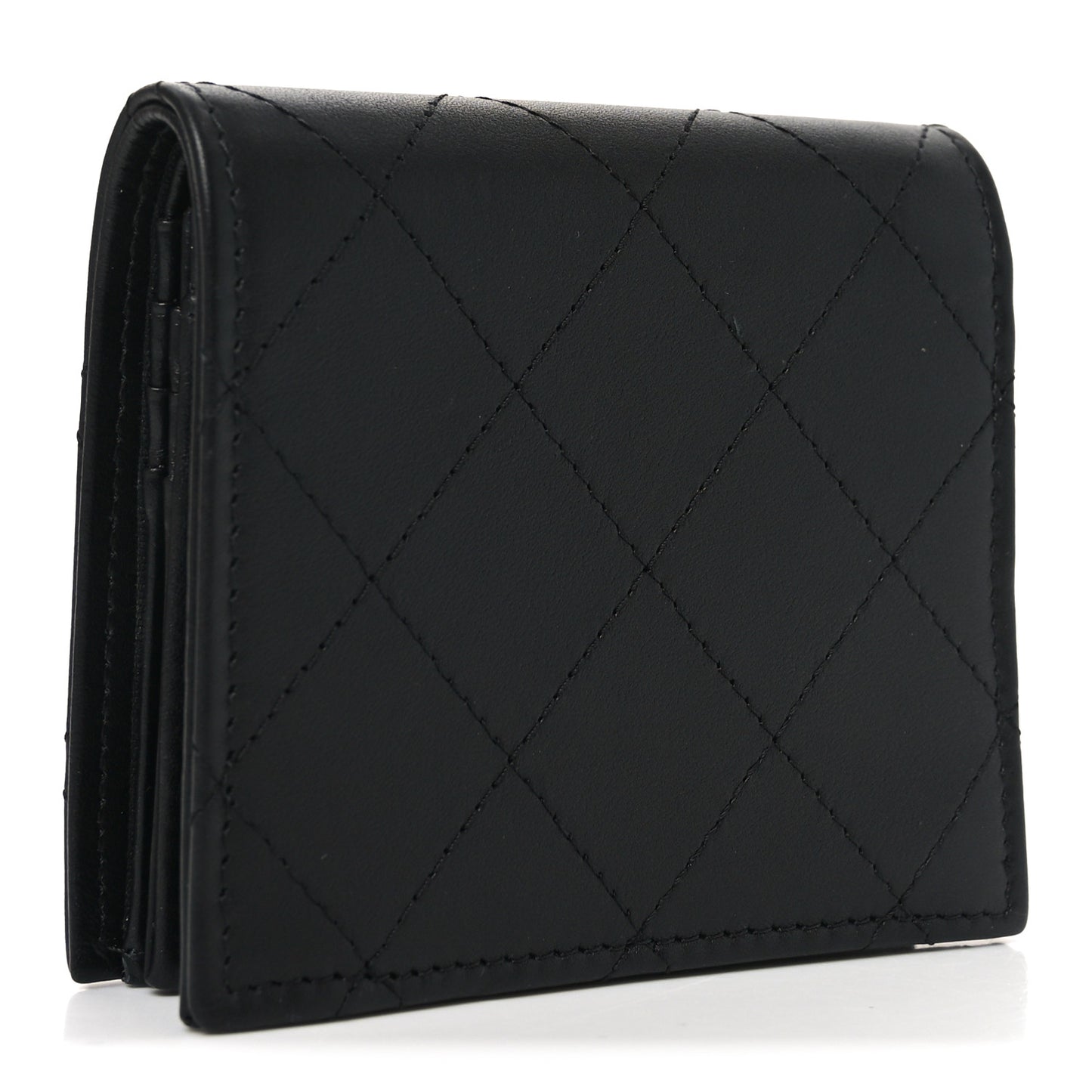 Calfskin Quilted Compact Bifold Wallet So Black