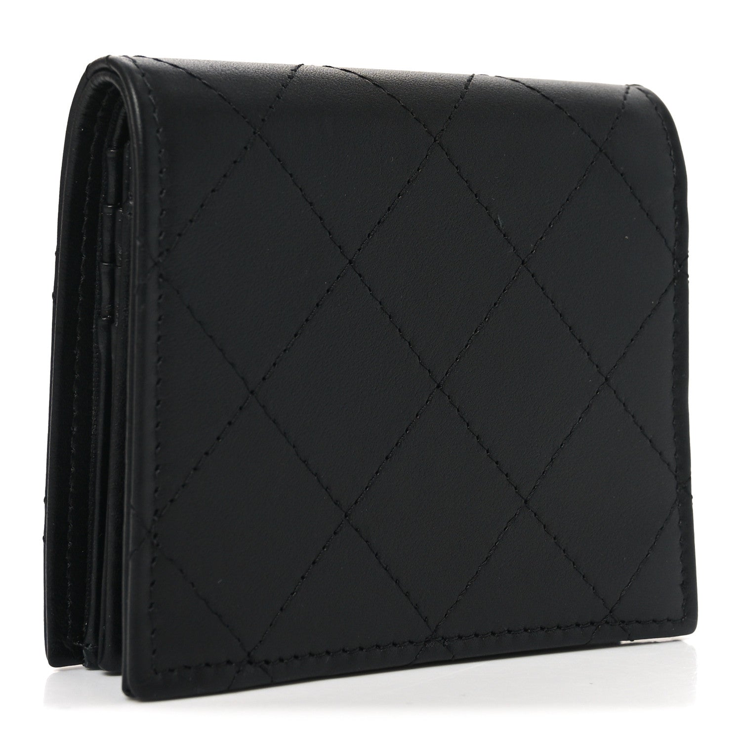 Chanel Calfskin Quilted Compact Bifold Wallet So Black 3 of 8