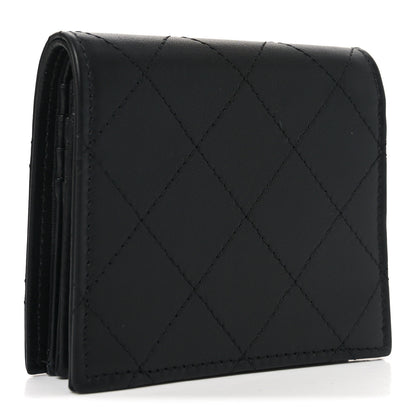Chanel Calfskin Quilted Compact Bifold Wallet So Black 3 of 8