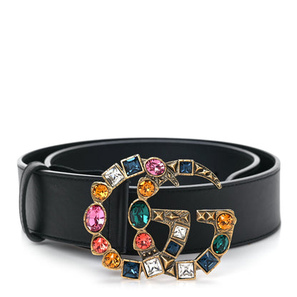 Gucci Calfskin Crystal Double G 40mm Belt 80 32 Black Multicolor 1 of 5