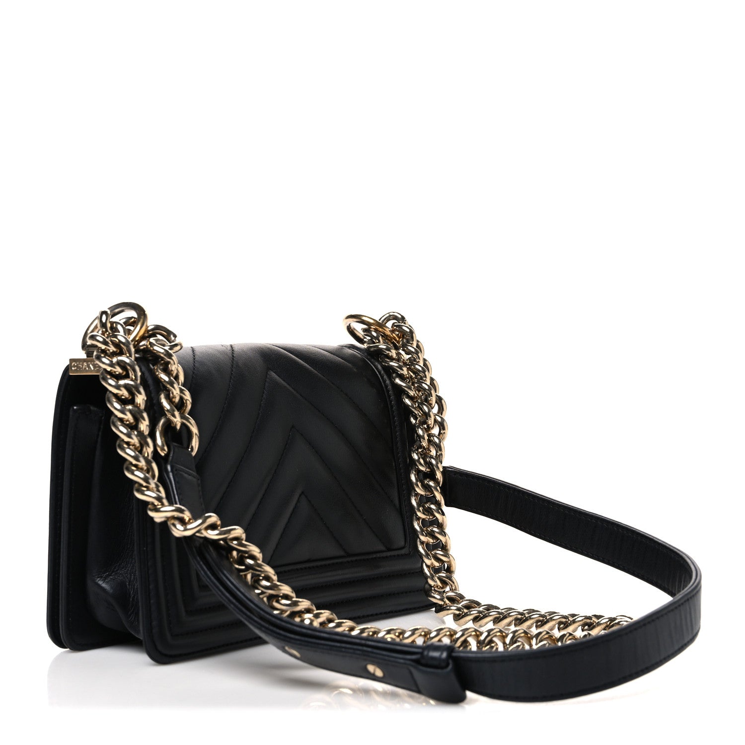 Chanel Calfskin Chevron Quilted Small Boy Flap Black 3 of 11
