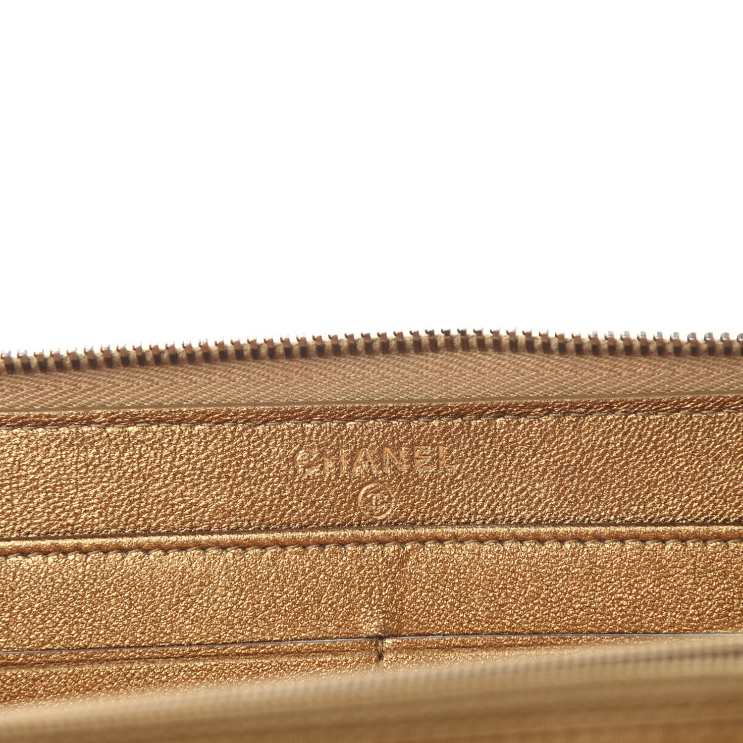 Chanel Metallic Lambskin Quilted Diamond CC Zip Around Wallet Gold 8 of 10