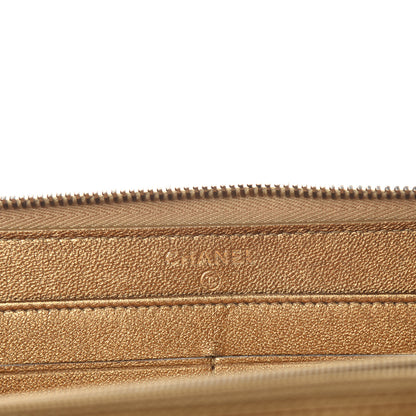 Chanel Metallic Lambskin Quilted Diamond CC Zip Around Wallet Gold 8 of 10
