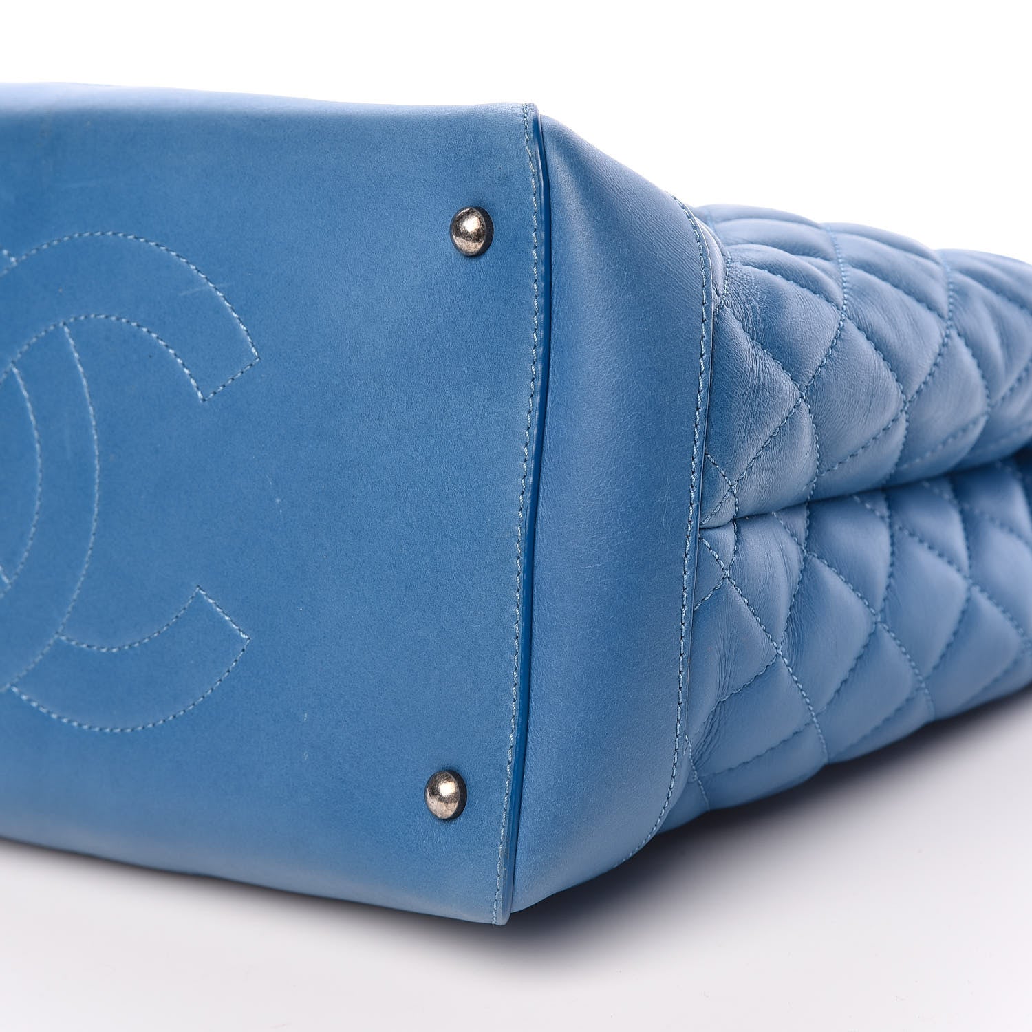 Chanel Calfskin Quilted Easy Shopping Tote Blue 7 of 12