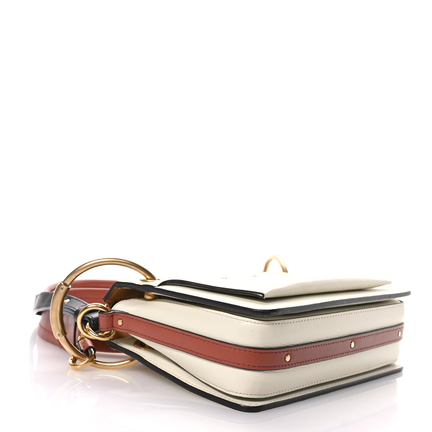 Calfskin Small Roy Tri-Color Bag Beige White
