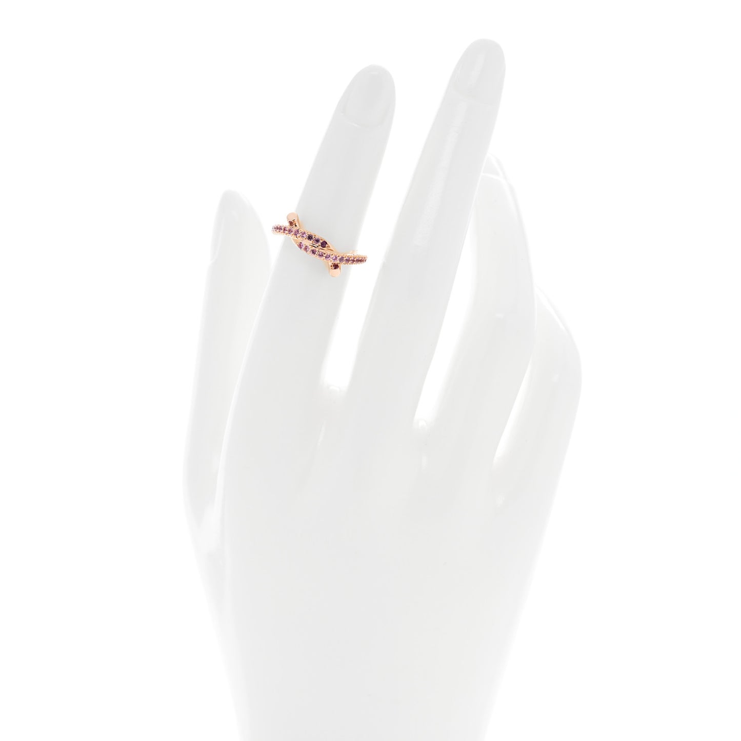18K Pink Gold Pink Sapphire Entrelaces Ring 48 4.5