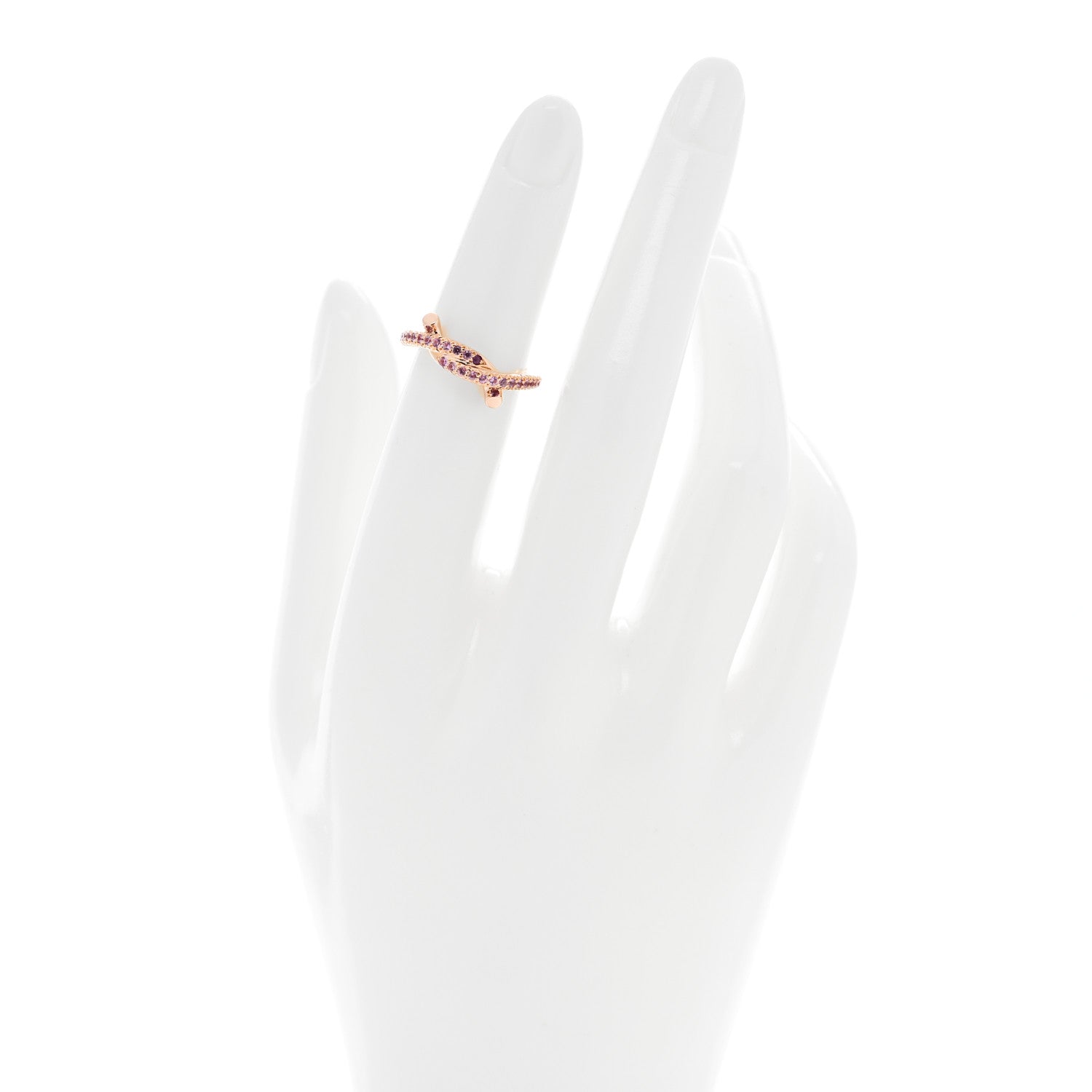 Cartier 18K Pink Gold Pink Sapphire Entrelaces Ring 48 4.5 2 of 4