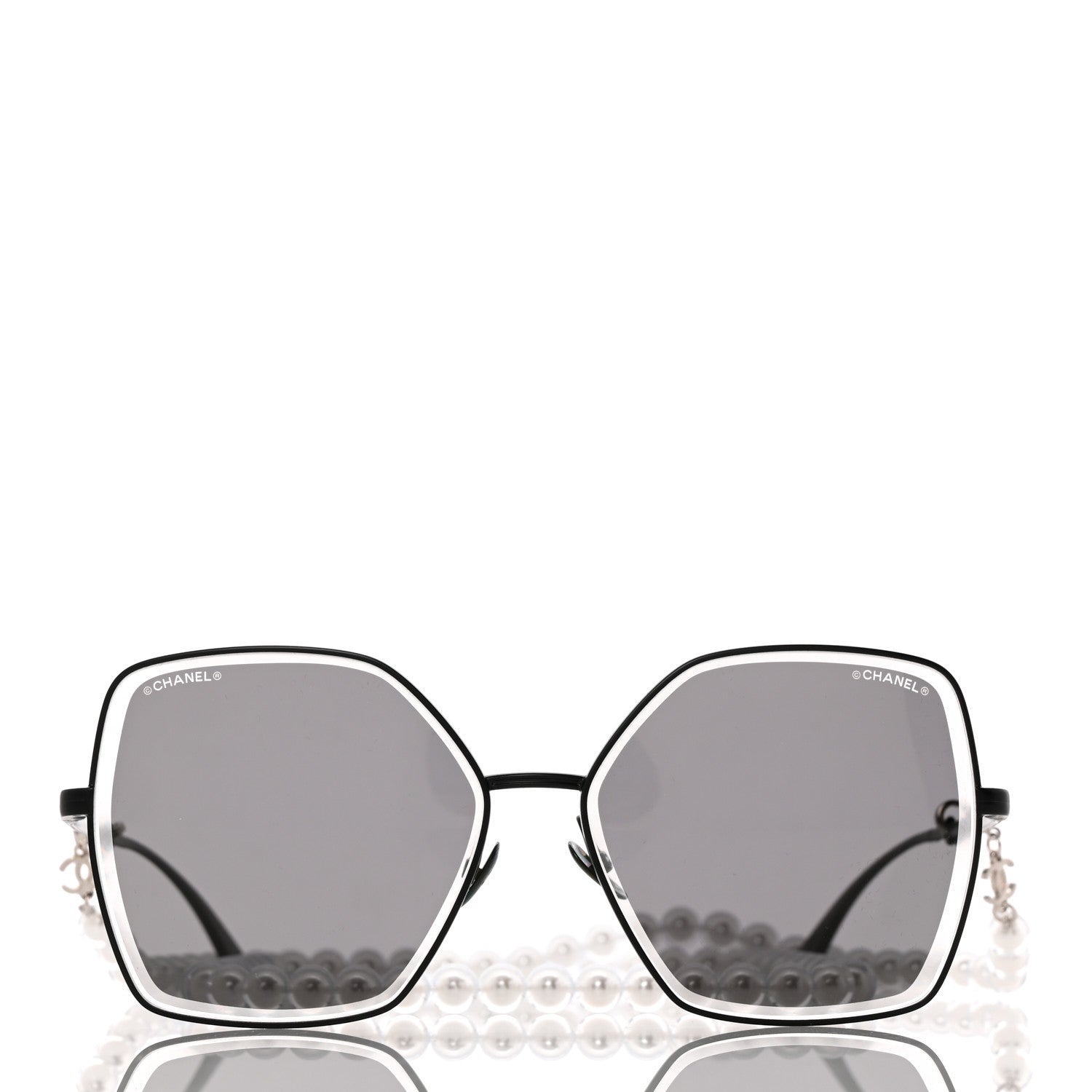 Chanel Metal Butterfly Removable Pearl Chain Sunglasses 4262 Black 2 of 8