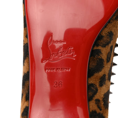 Christian Louboutin Veau Velours Studded Anjalina Flats 36 Leo Gun Metal 7 of 8