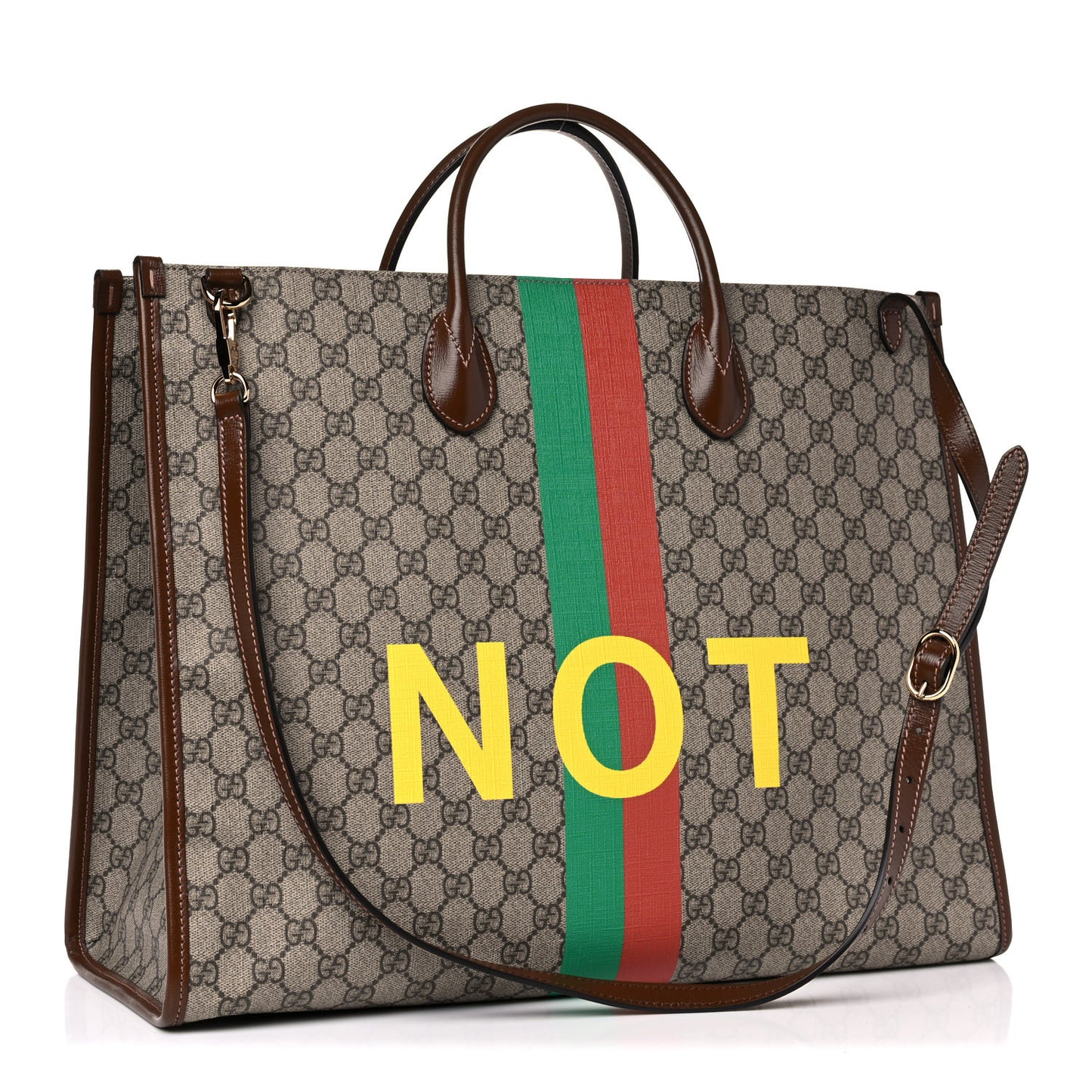 GG Supreme Monogram Fake/Not Large Retro Interlocking G Tote Bag Beige Brown Sugar