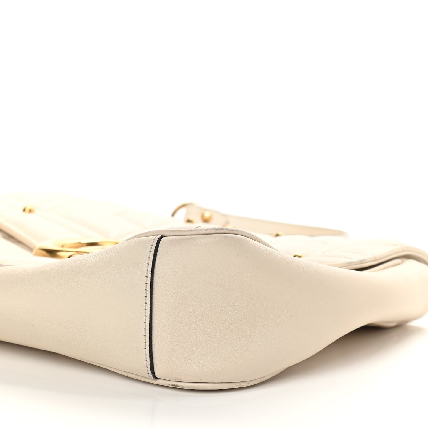 Calfskin Matelasse Studded Medium GG Marmont Shoulder Bag White