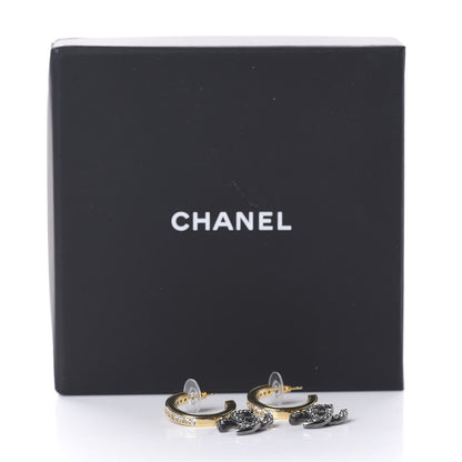 Chanel Crystal Lock Symbols CC Hoop Drop Earrings Gold Ruthenium 5 of 5