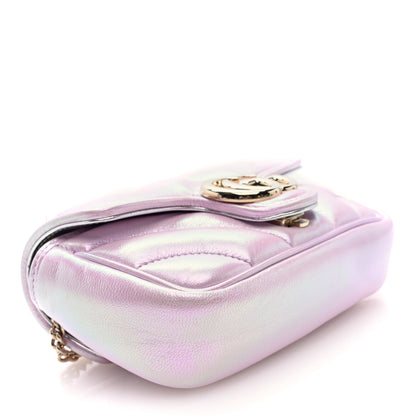 Gucci Iridescent Nappa Chevron Matelasse Super Mini GG Marmont Shoulder Bag Iridescent Escape Pink 4 of 9