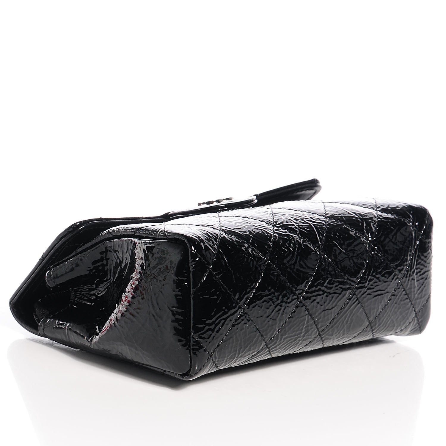 Chanel Distressed Patent Quilted Flap Cosmetic Case Black 4 of 10
