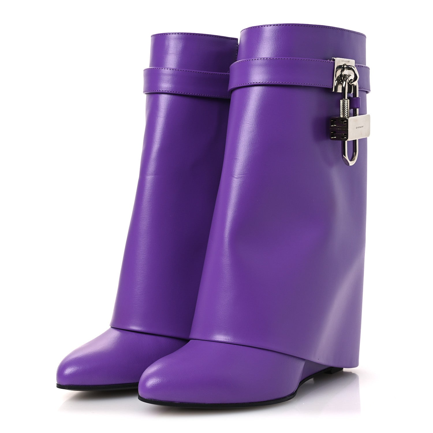 Givenchy Calfskin Shark Lock Ankle Boots 40 Ultraviolet 4 of 12