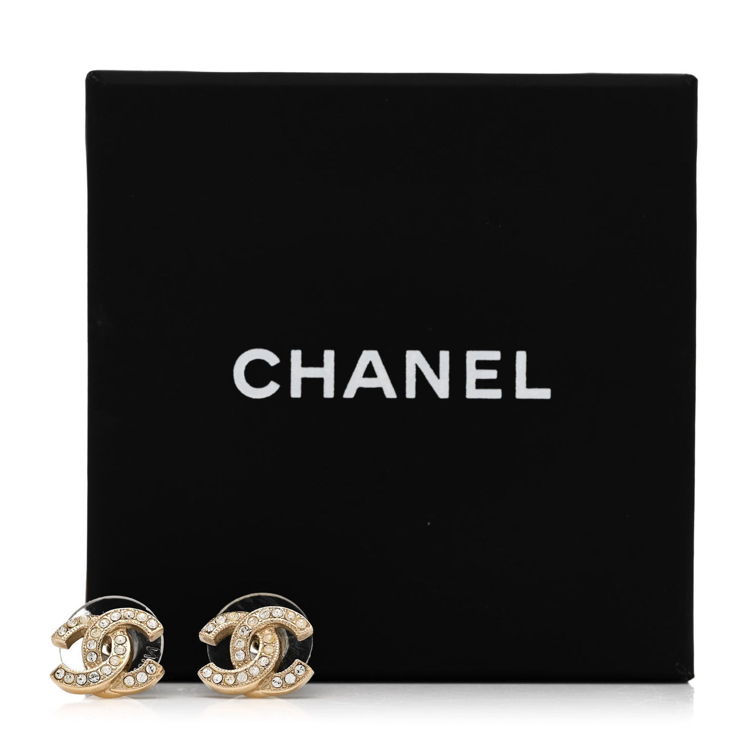 Crystal Mini Timeless CC Earrings Light Gold